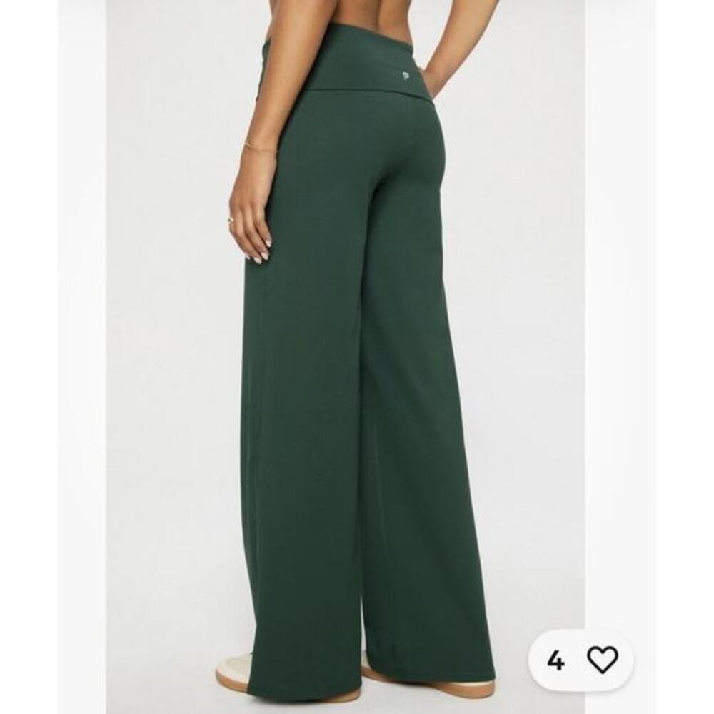 NWT FABLETICS High-Waisted Foldover Pant GREEN WIDE LEG NWT 2X